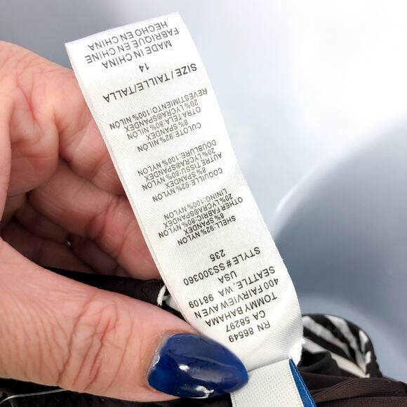 TOMMY BAHAMA Breaker Bay Reversible One-Piece Swimsuit 14 Brown Lace Back NWT - Picture 10 of 12